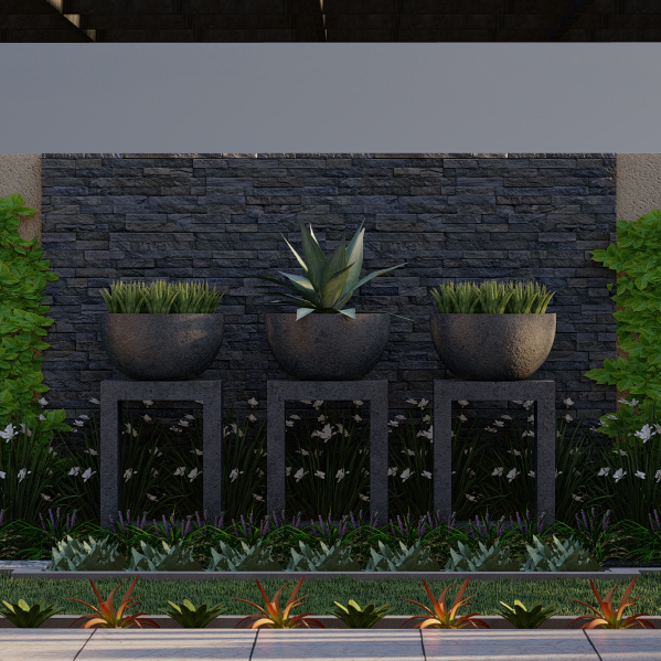 Garden Landscape Pots Installation